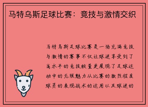 马特乌斯足球比赛：竞技与激情交织